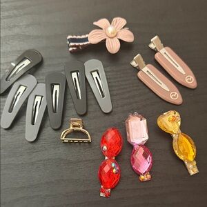 Stylish Kids Hair Clip Set - Pink, Gray, Red, Yellow